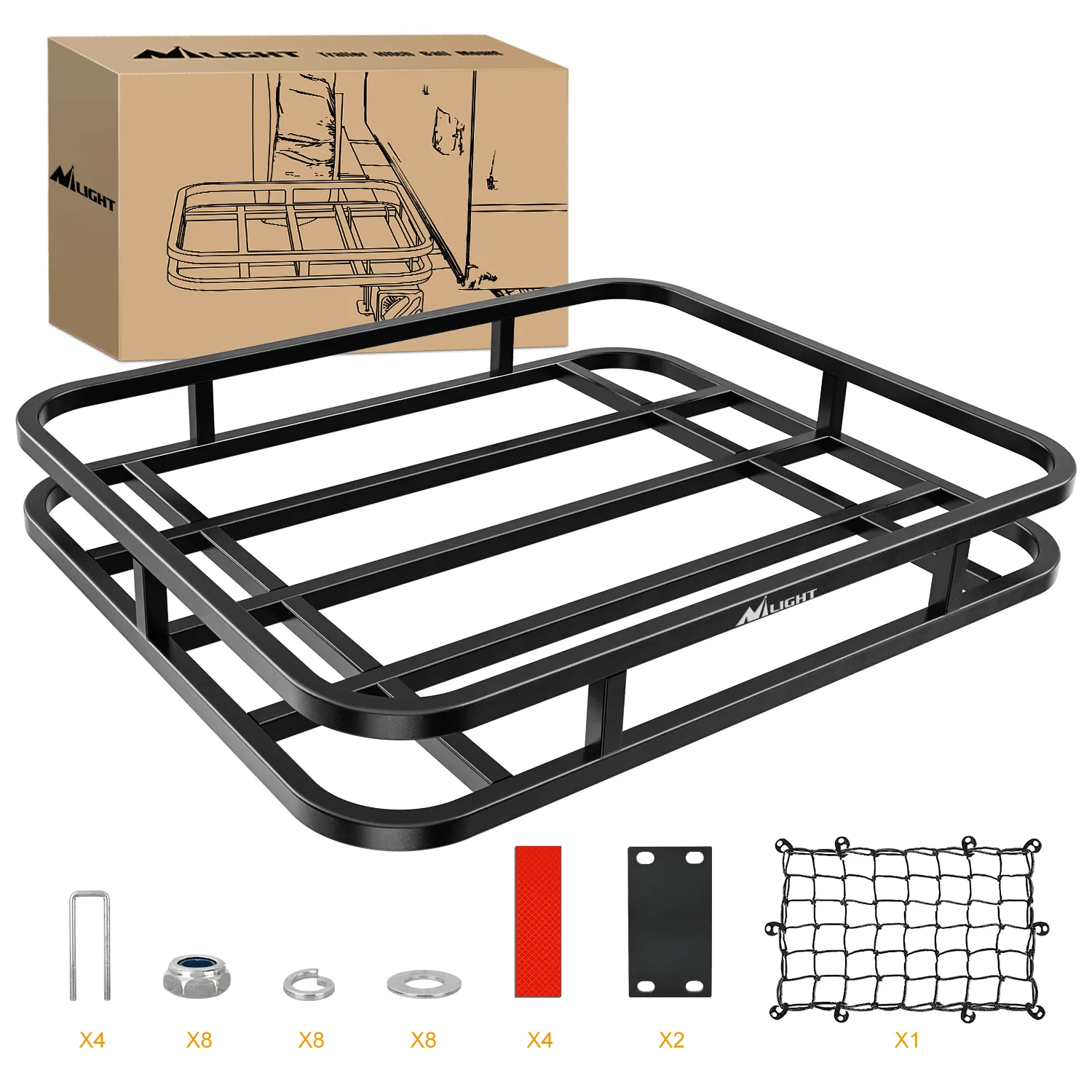 32¡Á26¡Á4 Inch RV Bumper Mounted Cargo Rack Carrier with Net Fits 4-inch or 4-1/2-inch Bumpers