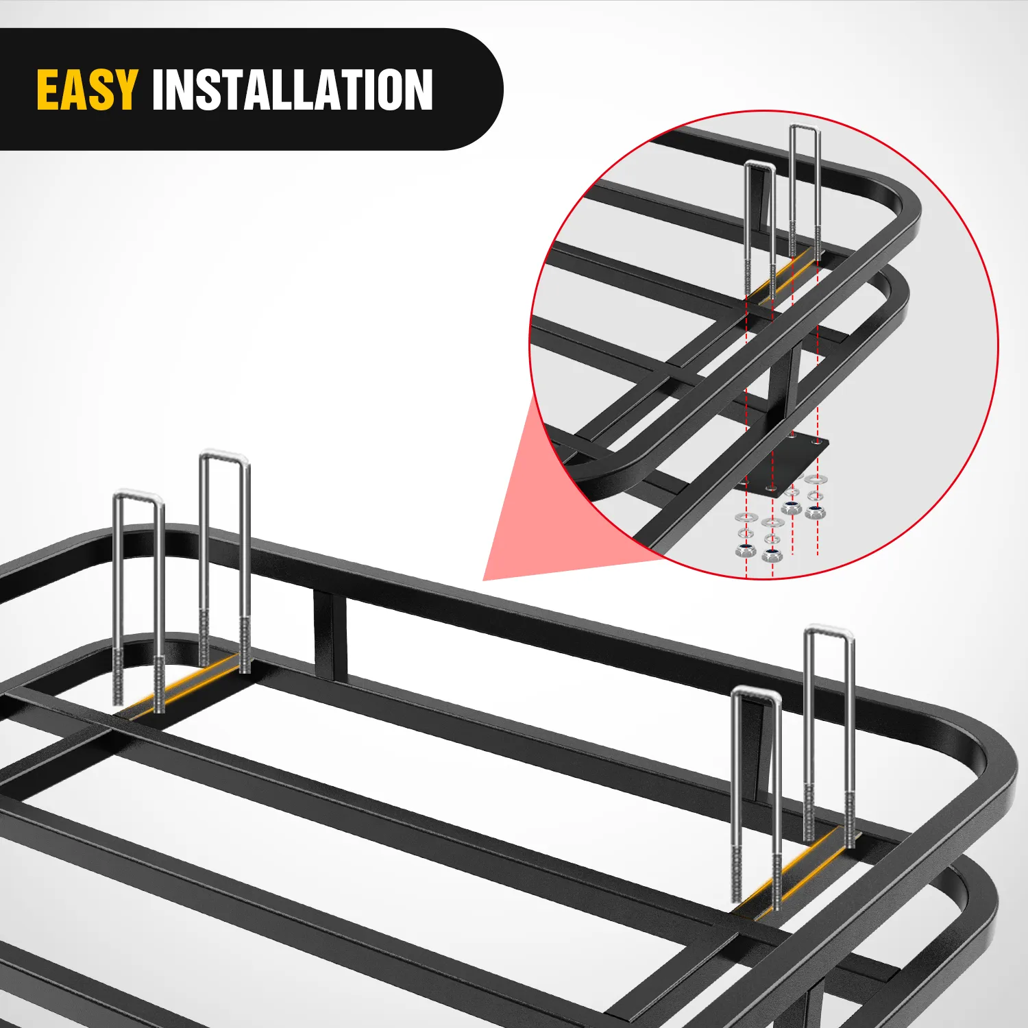 32¡Á26¡Á4 Inch RV Bumper Mounted Cargo Rack Carrier with Net Fits 4-inch or 4-1/2-inch Bumpers
