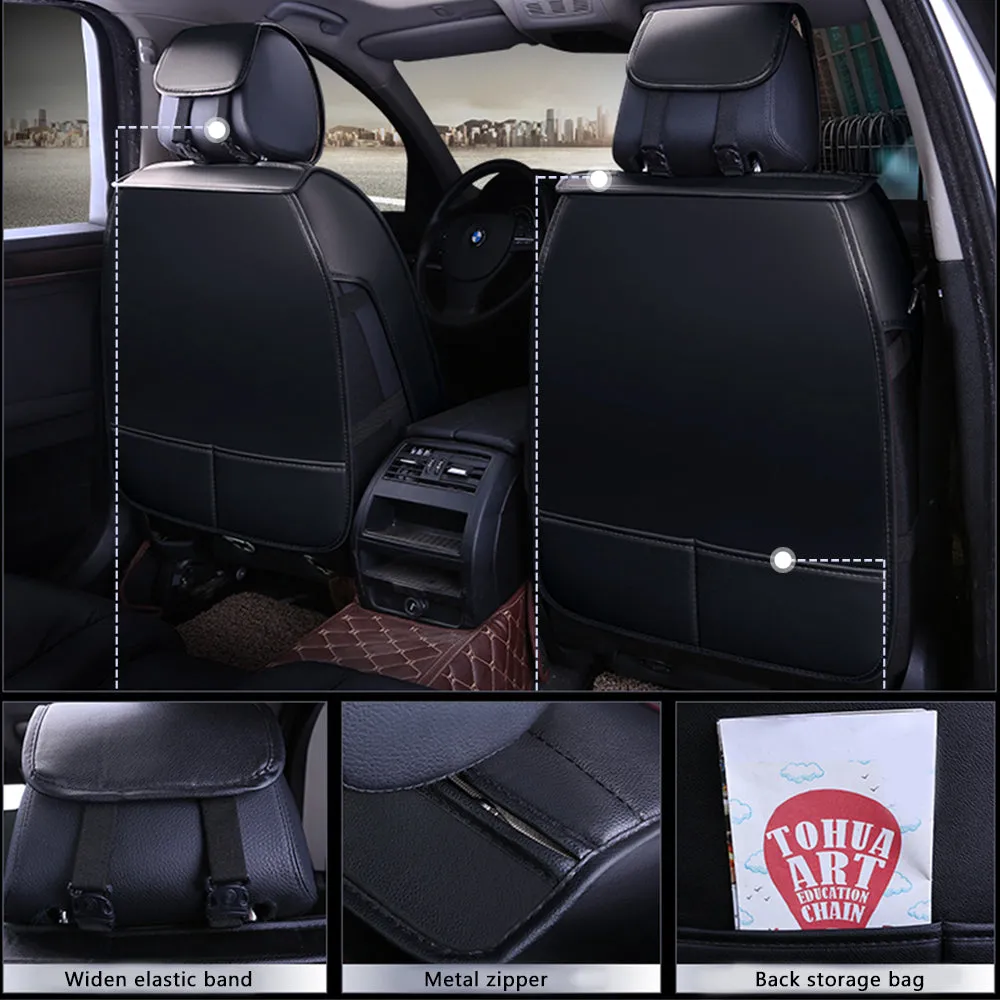 5 Seats Car Seat Covers Deluxe PU Leather Seat Cushion Full Set Cover