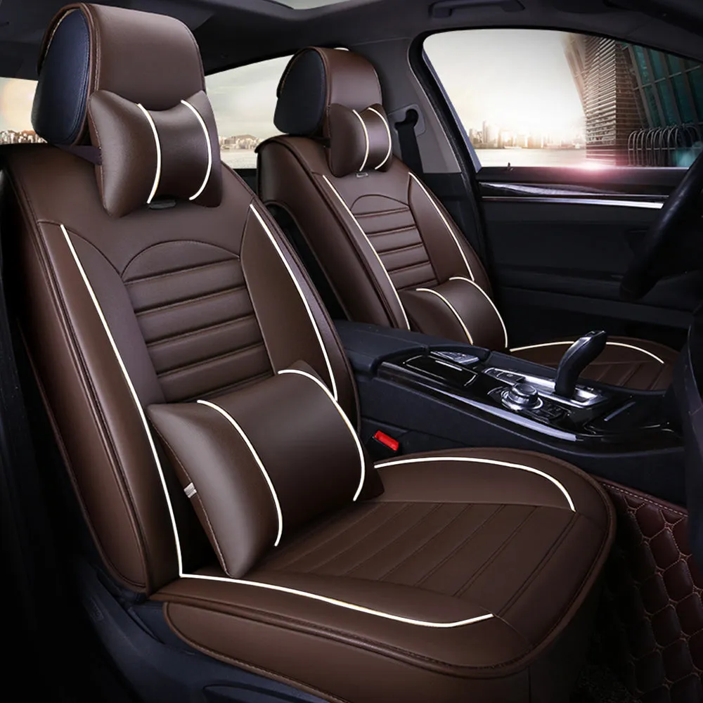 5 Seats Car Seat Covers Deluxe PU Leather Seat Cushion Full Set Cover