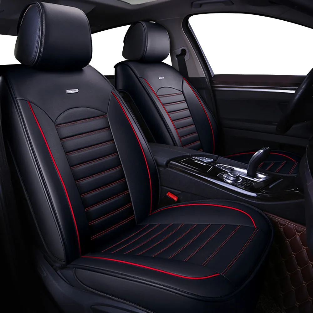 5 Seats Car Seat Covers Deluxe PU Leather Seat Cushion Full Set Cover