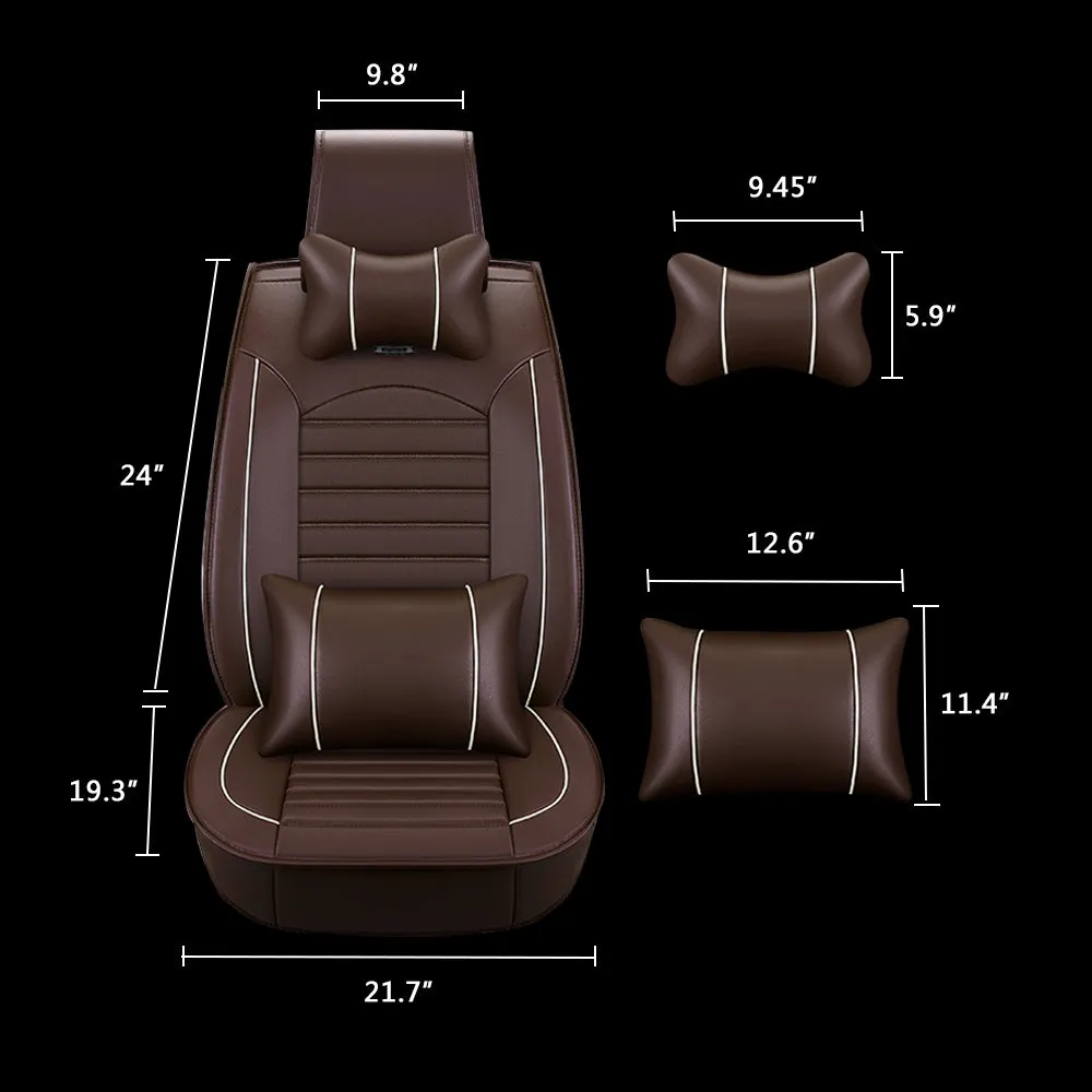 5 Seats Car Seat Covers Deluxe PU Leather Seat Cushion Full Set Cover