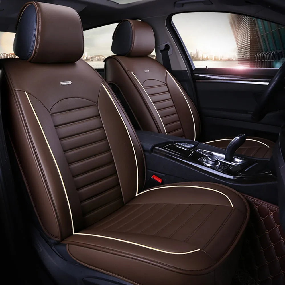 5 Seats Car Seat Covers Deluxe PU Leather Seat Cushion Full Set Cover