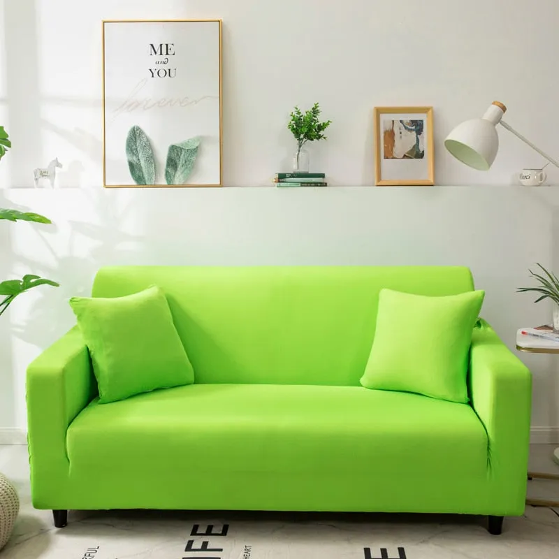 Anyhouz 1 Seater Sofa Cover Plain Apple Green Style and Protection For Living Room Sofa Chair Elastic Stretchable Slipcover