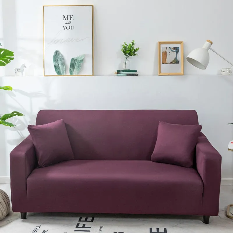 Anyhouz 1 Seater Sofa Cover Plain Bean Paste Red Style and Protection For Living Room Sofa Chair Elastic Stretchable Slipcover