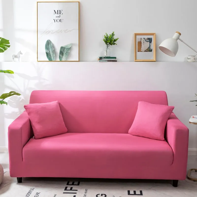 Anyhouz 1 Seater Sofa Cover Plain Rose Red Style and Protection For Living Room Sofa Chair Elastic Stretchable Slipcover
