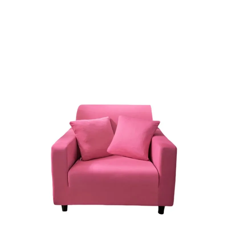 Anyhouz 1 Seater Sofa Cover Plain Rose Red Style and Protection For Living Room Sofa Chair Elastic Stretchable Slipcover
