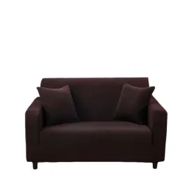 Anyhouz 2 Seater Sofa Cover Plain Coffee Style and Protection For Living Room Sofa Chair Elastic Stretchable Slipcover