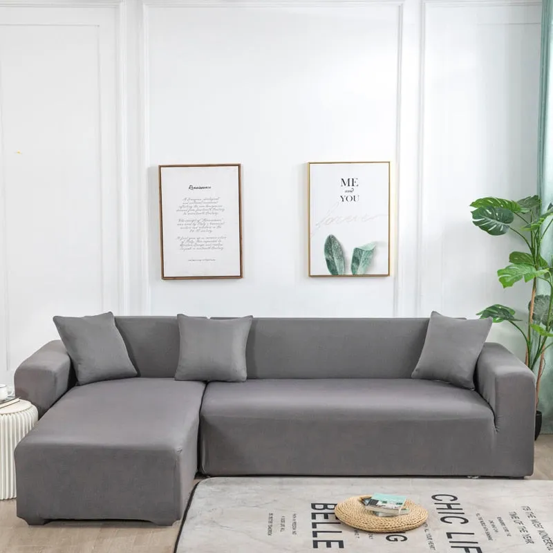 Anyhouz 2 Seater Sofa Cover Plain Orange Style and Protection For Living Room Sofa Chair Elastic Stretchable Slipcover