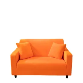 Anyhouz 2 Seater Sofa Cover Plain Orange Style and Protection For Living Room Sofa Chair Elastic Stretchable Slipcover