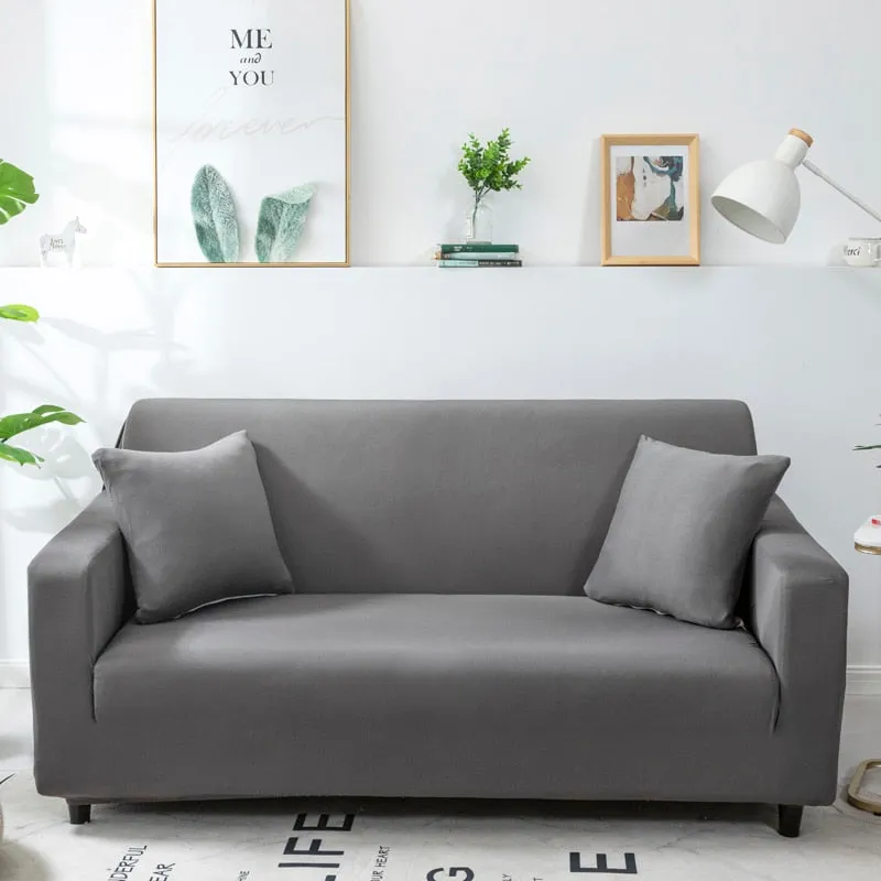 Anyhouz 2 Seater Sofa Cover Plain Orange Style and Protection For Living Room Sofa Chair Elastic Stretchable Slipcover