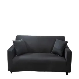 Anyhouz 3 Seater Sofa Cover Plain Black Style and Protection For Living Room Sofa Chair Elastic Stretchable Slipcover