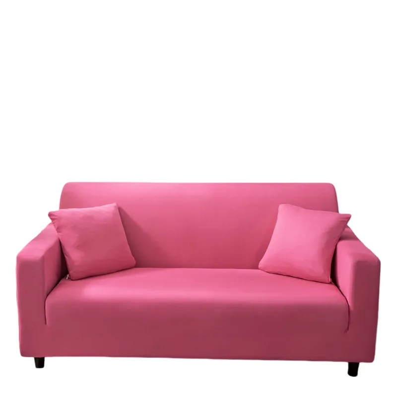 Anyhouz 4 Seater Sofa Cover Plain Rose Red Style and Protection For Living Room Sofa Chair Elastic Stretchable Slipcover