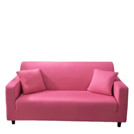 Anyhouz 4 Seater Sofa Cover Plain Rose Red Style and Protection For Living Room Sofa Chair Elastic Stretchable Slipcover