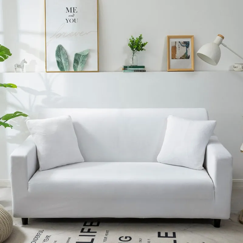 Anyhouz 4 Seater Sofa Cover Plain White Style and Protection For Living Room Sofa Chair Elastic Stretchable Slipcover