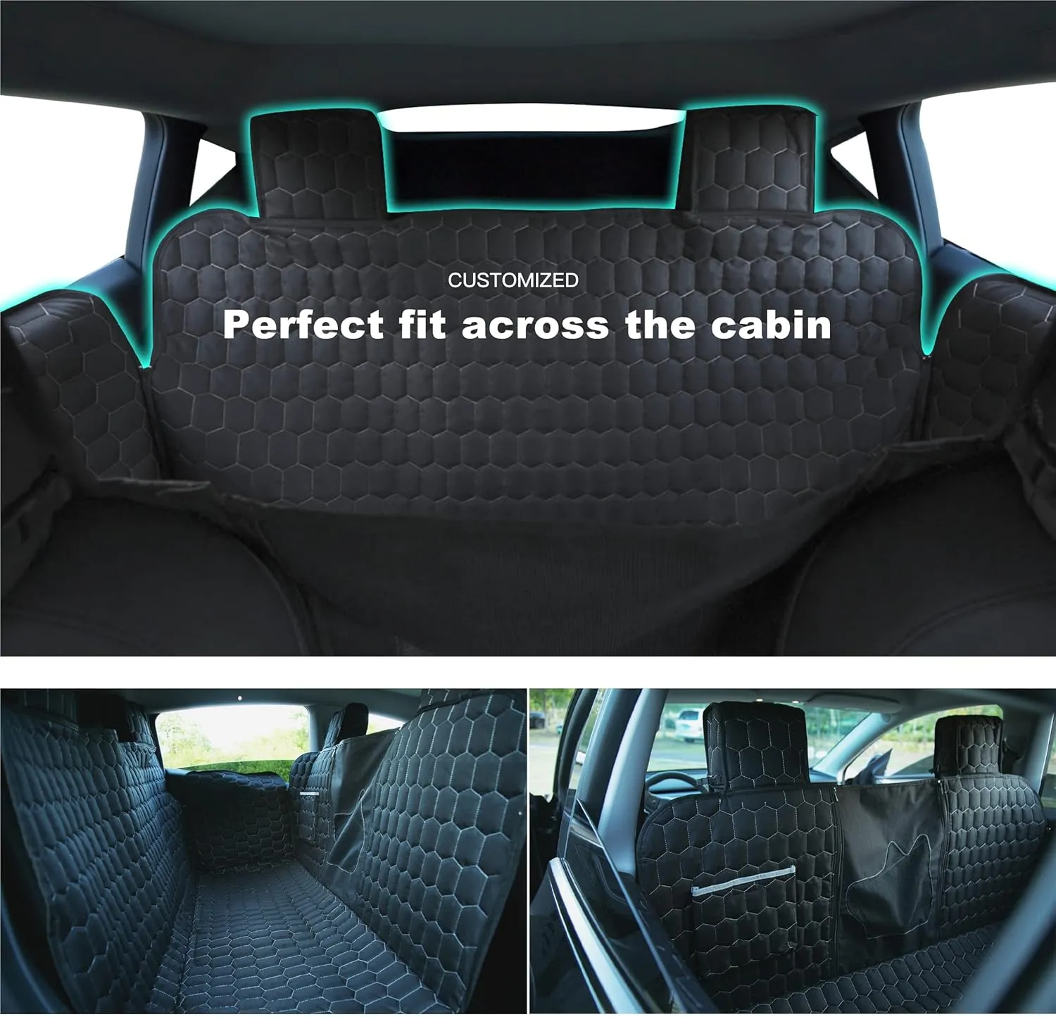 Dog Seat Covers for Back Seat, Car Seat for Tesla Model 3, 100% Waterproof Pet Seat Cover Protects from Scratches, Scuffs, Dog Hammock with Mesh Window & Headrest Protection