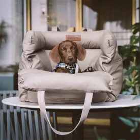 FUNNYFUZZY Dog Car Seat for Small Dogs, Waterproof Dog Car Bed with Storage Pocket, Safety Clip-On Dogs Leash, Detachable Portable Pet Carseat (Grey, 21.65 x 19.69 x 17.72 inches)