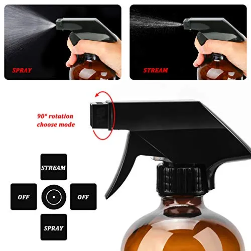 Glass Spray Bottle, KAMOTA Amber Glass Spray Bottles Set Refillable Container for Essential Oils,