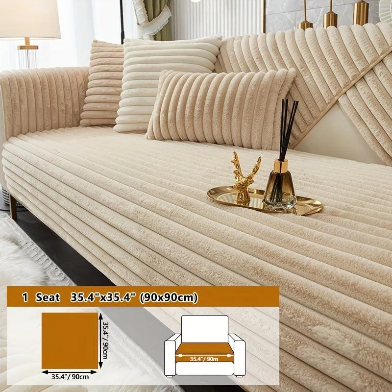 Luxurious Rabbit Fur Sofa Slipcover | Non-Slip Light Grey for dog use