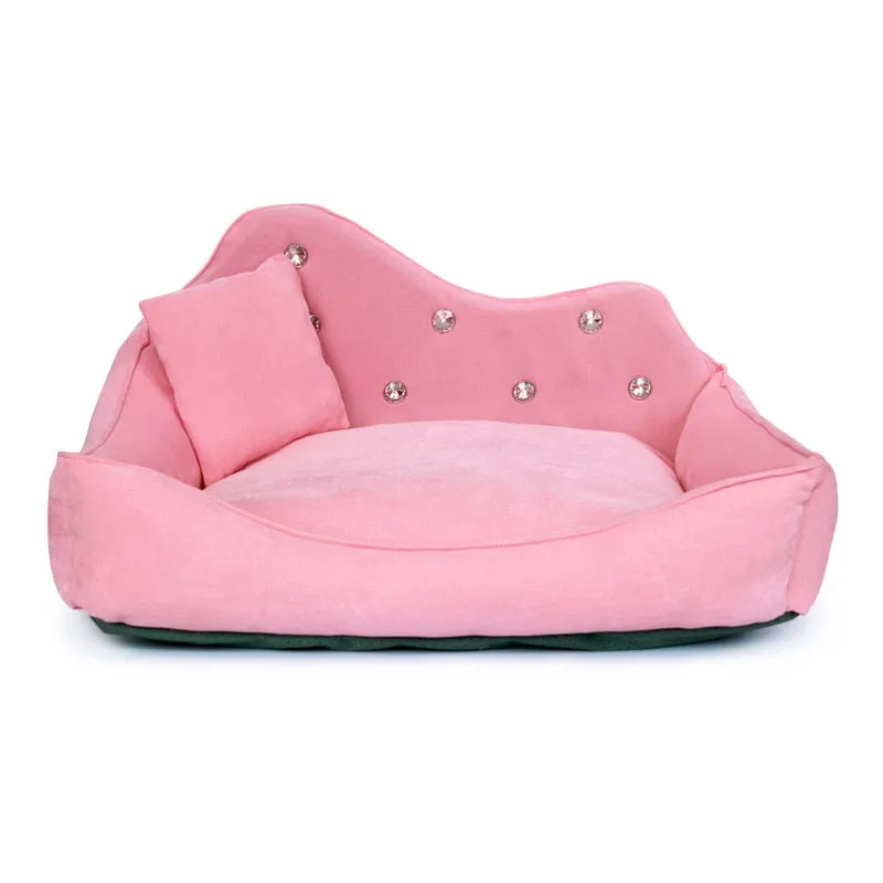 Luxury Dog Sofa Pink Gray Rhinestone Pet Bed Cover Mat Princess Cat Mats For Small Medium Puppy Animal Bedding Yorkshire
