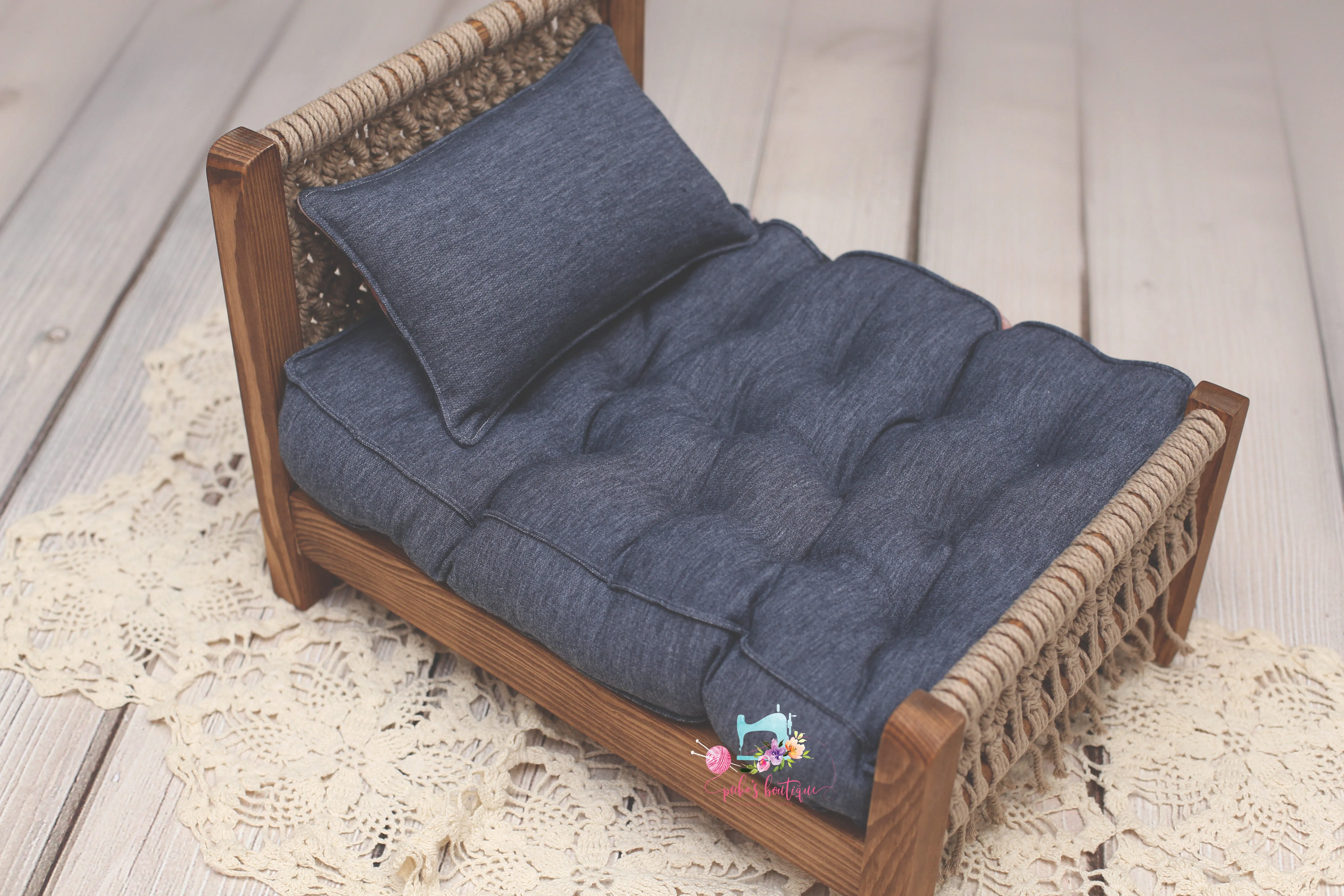 Made to Order REVERSIBLE 2 Color Denim Floral- NB Mattress