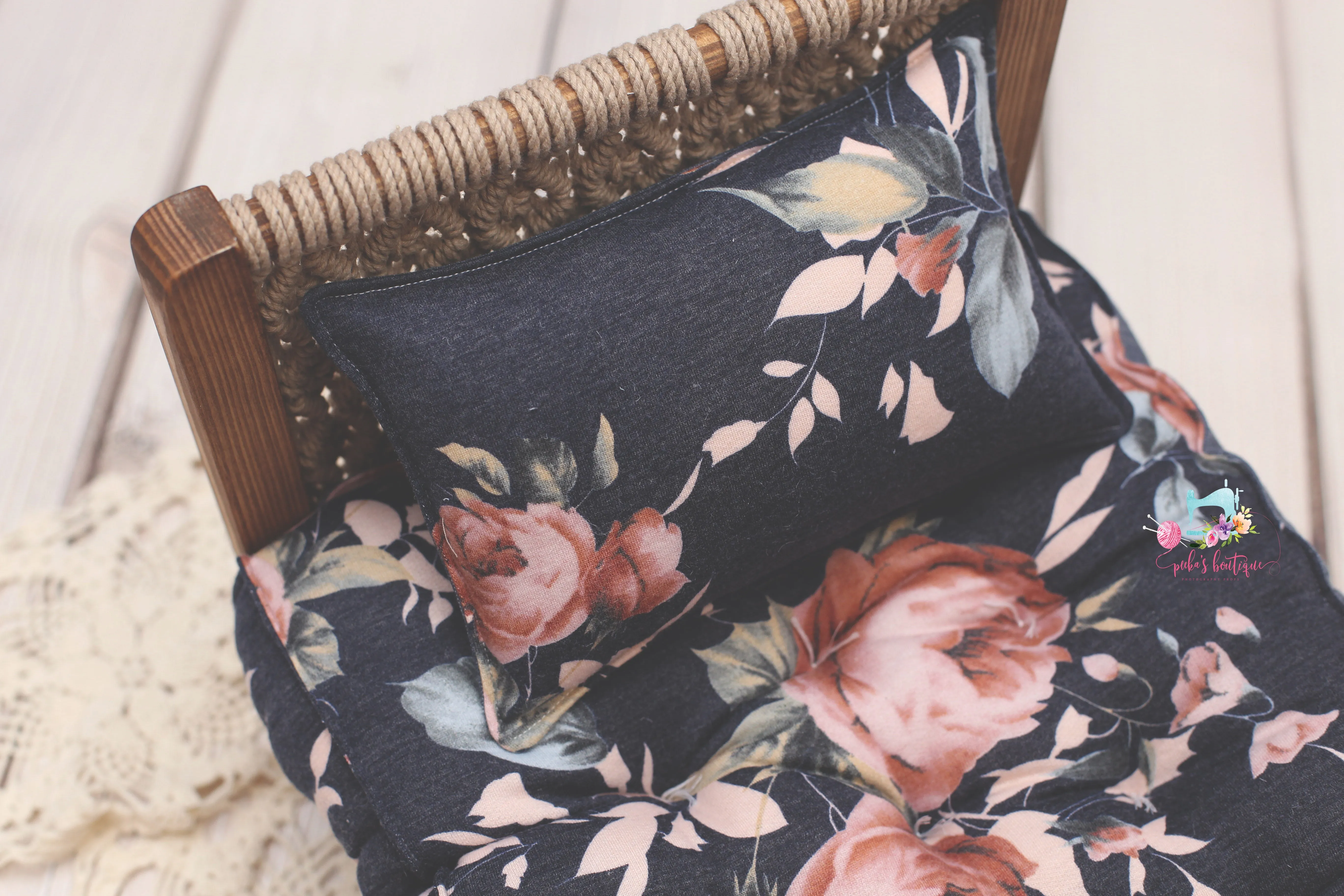 Made to Order REVERSIBLE 2 Color Denim Floral- NB Mattress