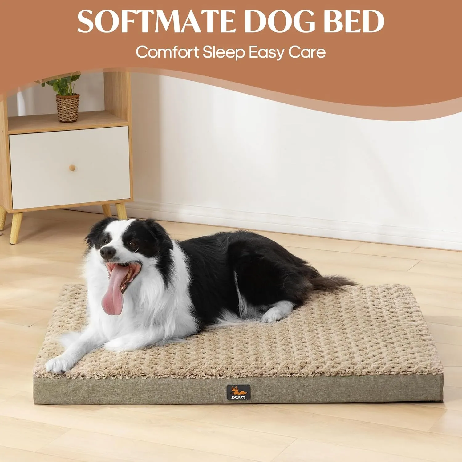 Medium Dog Bed for Dogs up to 35 lbs with Orthopedic Foam Waterproof Cover Removable and Washable Cover Fluffy Dog Crate Bed with Non-Slip Bottom
