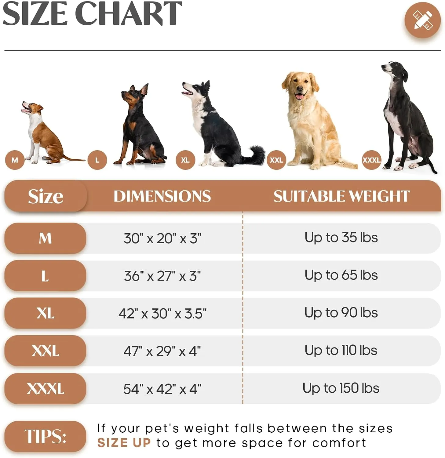 Medium Dog Bed for Dogs up to 35 lbs with Orthopedic Foam Waterproof Cover Removable and Washable Cover Fluffy Dog Crate Bed with Non-Slip Bottom
