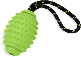 OllyDog Spikey Rugby, Interactive Dog Chew Toy with Natural Rubber, Multifunctional Teeth Cleaning and Gum Massage, for Dogs Under 50lbs (Lime)