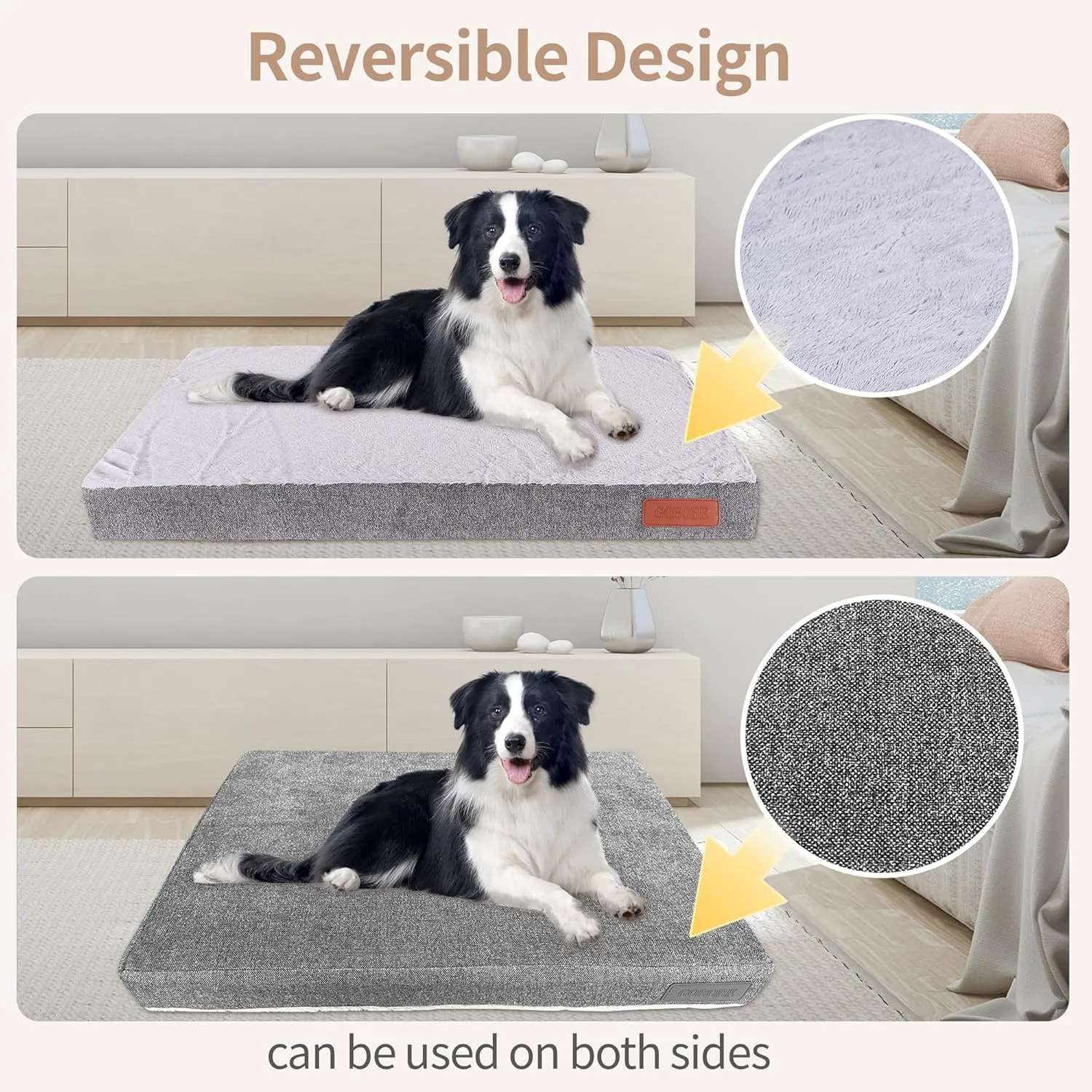 Orthopedic Dog Bed for Medium Dogs Waterproof Dog Bed with Removable Washable Cover Egg Crate Foam Support, Dark Gray, 30x20 Inch