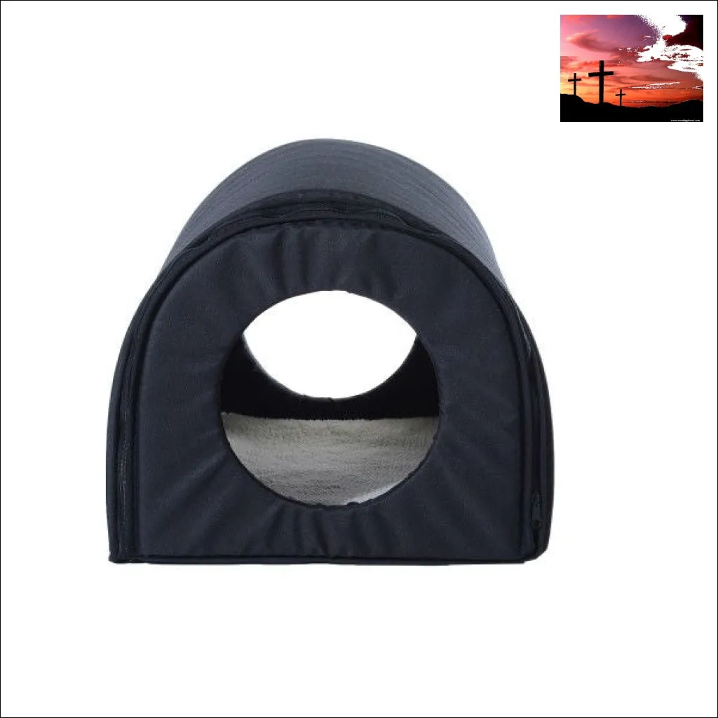 Outdoor Heated Cat House with Warm Padded Bed in Black