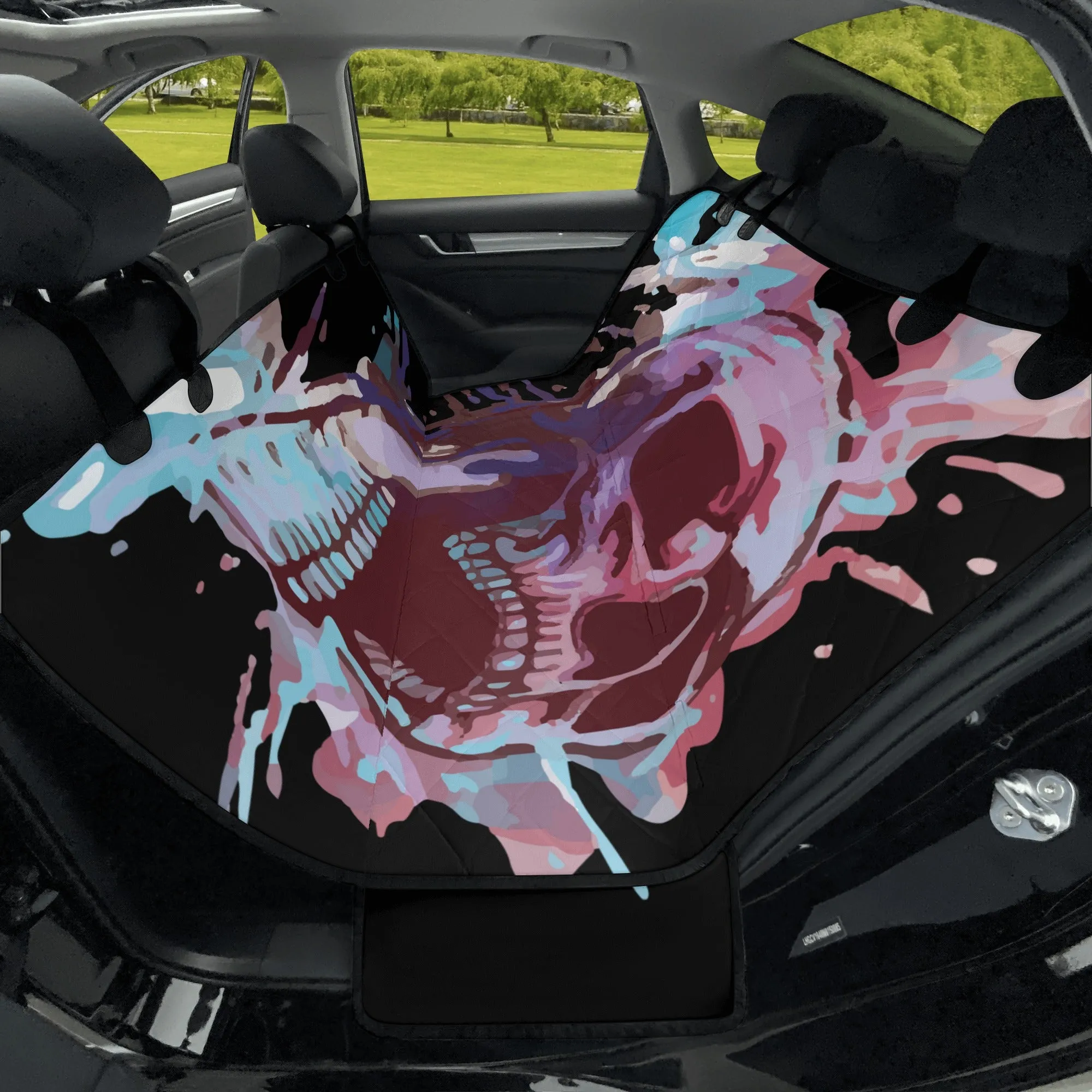 Painted Skull Car Pet Seat Covers