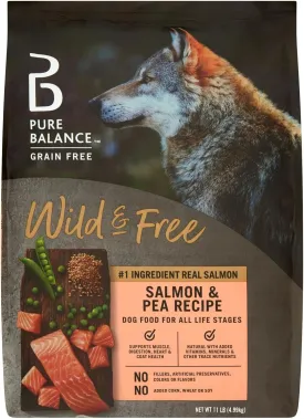 Pure Balance Wild & Free Salmon & Pea Recipe Dry Dog Food, Grain-Free, 11 lbs  Natural Nutrition for All Dog Life Stages, No Fillers or Artificial Preservatives, Supports Healthy Coat & More (11 lbs)
