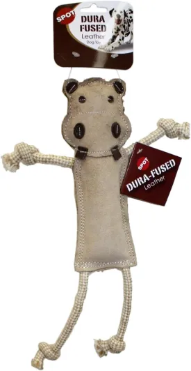 SPOT Dura-Fused Leather Jungle Animals - Dog Toy with Squeakers and Rope Limbs, Real Leather and Jute Chew Toy, Durable No-Stuffing Toy for Light to Moderate Chewers - 14in, Assorted Styles, 1 Piece