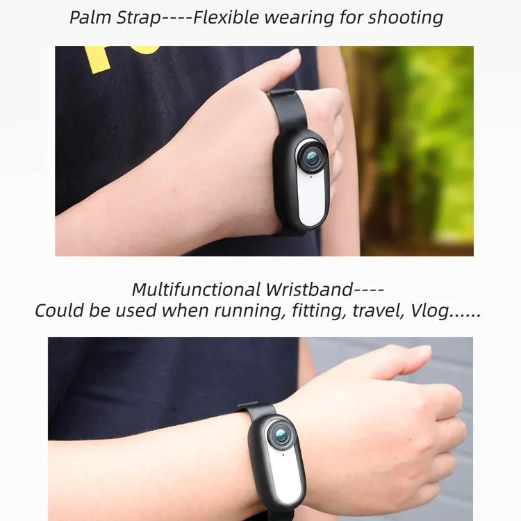 Sunnylife  IST-Q9335 Camera Strap Silicone Protective Cover Wristband Palm Backpack Bicycle Strap Cat Collar For Insta360 GO2(Black)