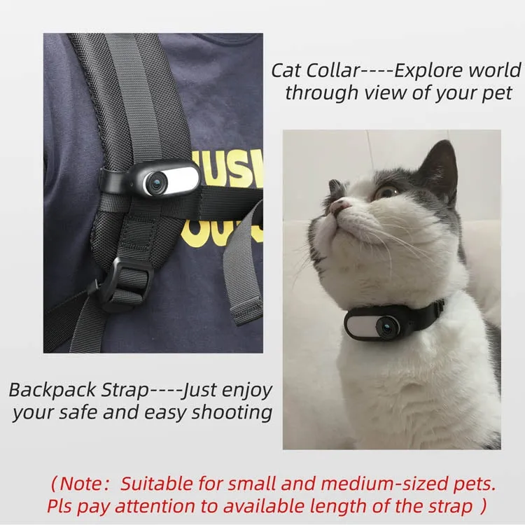 Sunnylife  IST-Q9335 Camera Strap Silicone Protective Cover Wristband Palm Backpack Bicycle Strap Cat Collar For Insta360 GO2(Black)