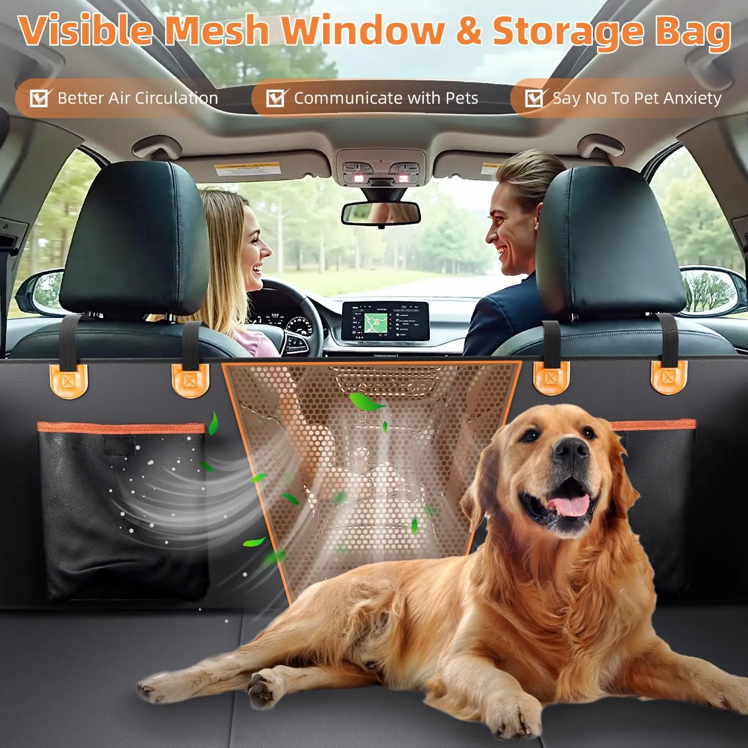 Upgraded PU Thickened Dog Car Seat Cover for Back Seat, Waterproof Back Seat Extender for Dogs with Hard Bottom, Dog Car Seat Cover for Car SUV! Anti-Scratch! Safer! (Holds 400lbs)