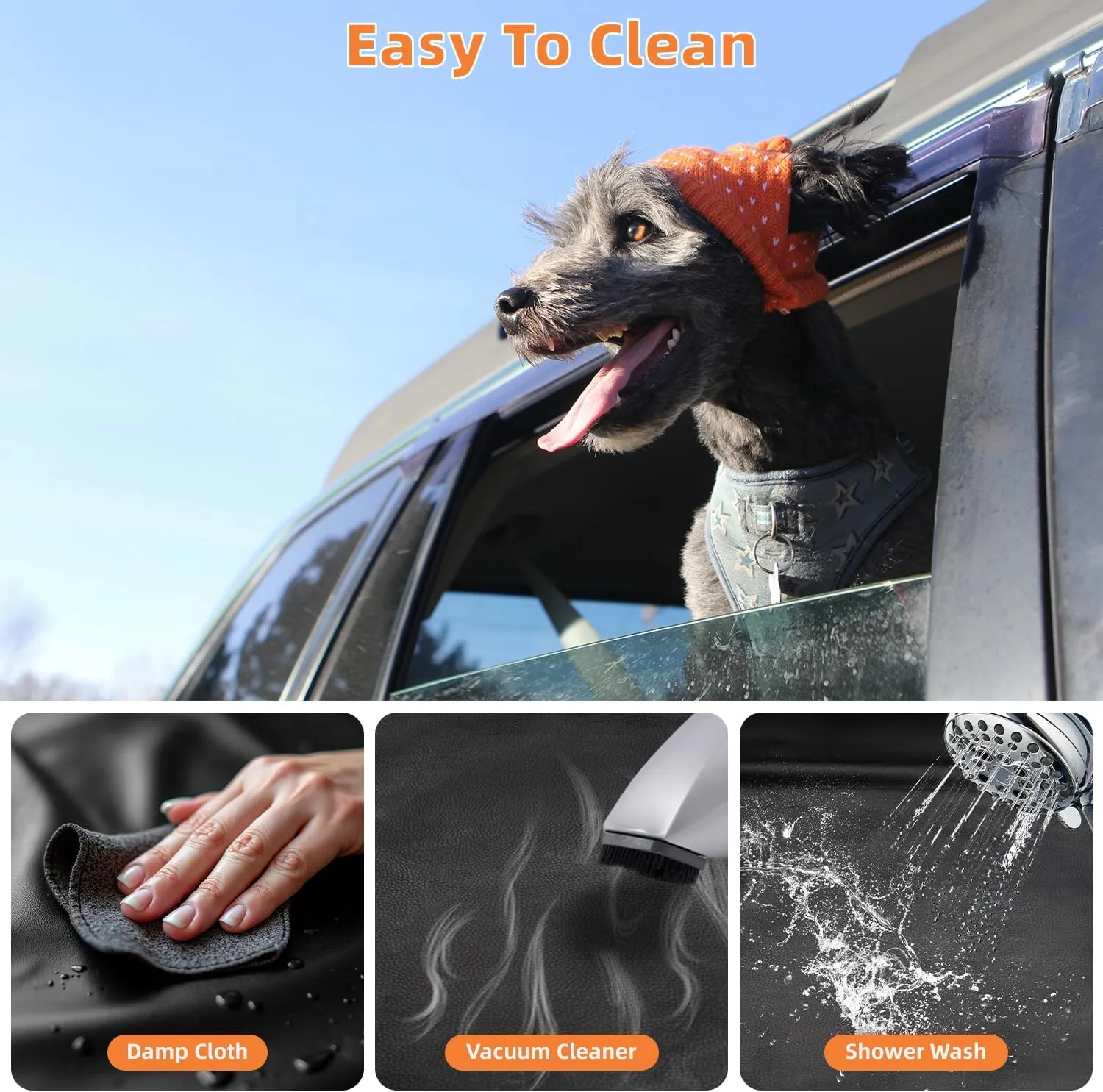Upgraded PU Thickened Dog Car Seat Cover for Back Seat, Waterproof Back Seat Extender for Dogs with Hard Bottom, Dog Car Seat Cover for Car SUV! Anti-Scratch! Safer! (Holds 400lbs)