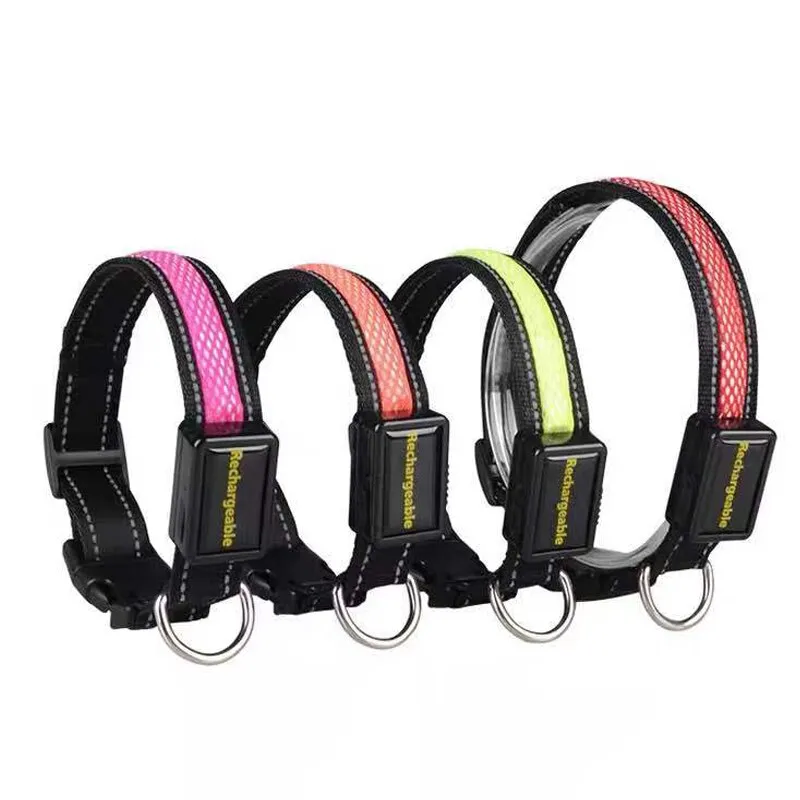 USB Grid Charging Led Dog Collar Reflective Luminous Dog Collar for Golden Retriever Anti Accident Safer Anti Lost