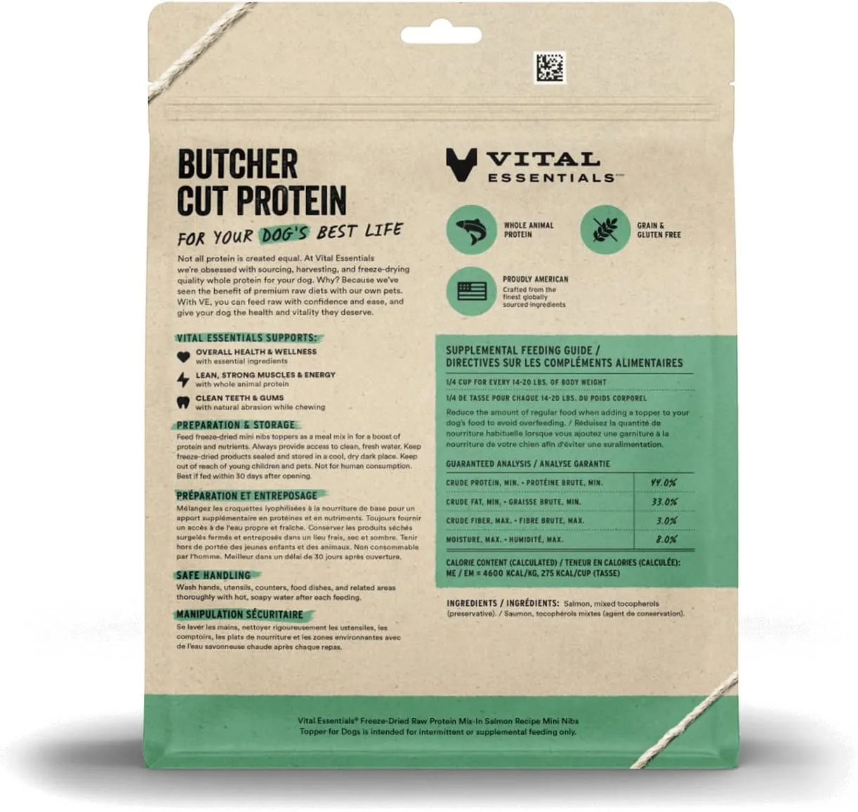 Vital Essentials Freeze Dried Raw Protein Mix-in Dog Food Topper, Salmon Mini Nibs Topper for Dogs, 18 oz