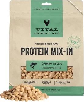 Vital Essentials Freeze Dried Raw Protein Mix-in Dog Food Topper, Salmon Mini Nibs Topper for Dogs, 18 oz