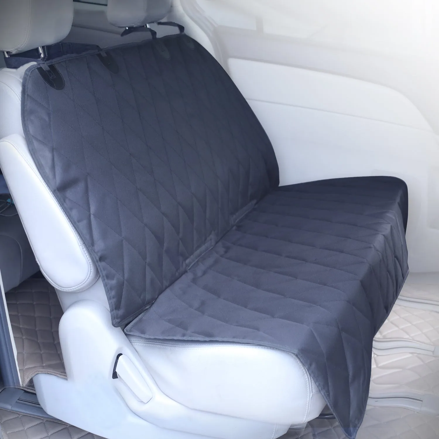 VIVAGLORY Dog Seat Cover for Back Seat, No-Skirt Design, Quilted & Durable 600 D Oxford Car Seat Cover with Anti-Slip Backing for Most Cars, SUVs & MPVs, Heather Black, 46" L * 57" W