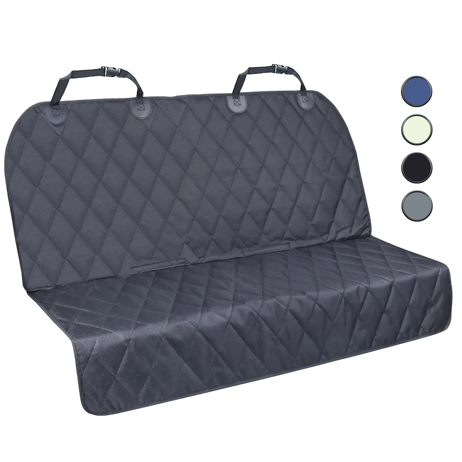 VIVAGLORY Dog Seat Cover for Back Seat, No-Skirt Design, Quilted & Durable 600 D Oxford Car Seat Cover with Anti-Slip Backing for Most Cars, SUVs & MPVs, Heather Black, 46" L * 57" W