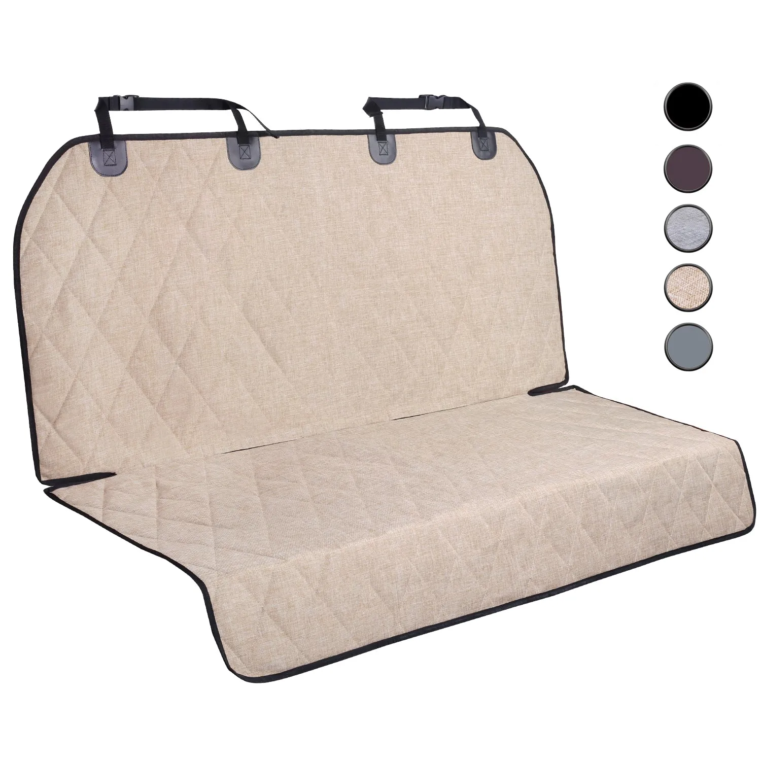 VIVAGLORY Dog Seat Cover for Back Seat, No-Skirt Design, Quilted & Durable 600 D Oxford Car Seat Cover with Anti-Slip Backing for Most Cars, SUVs & MPVs, Heather Black, 46" L * 57" W