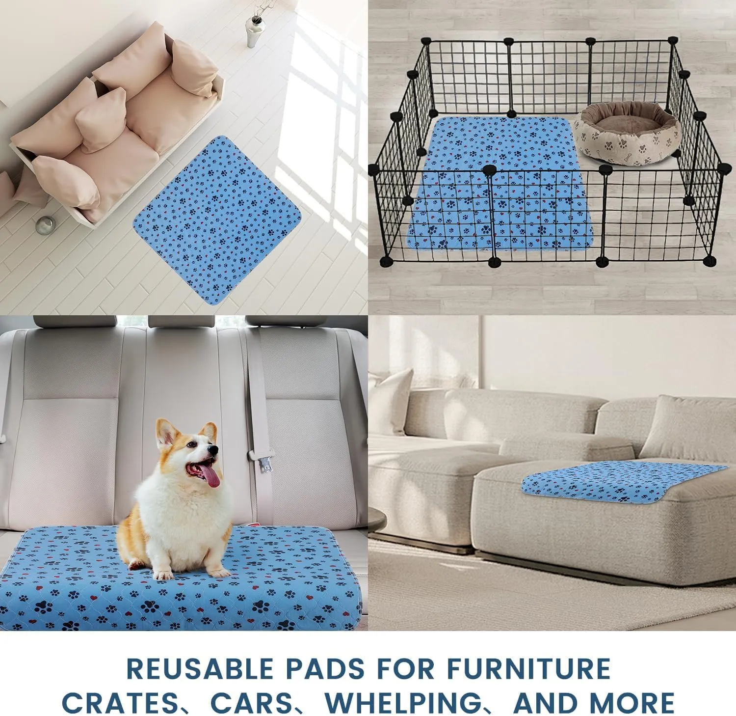 Washable Pee Pads for Dogs,2 Pack Extra Large 48"x48" Super Absorbent Reusable Puppy Pads,Non-Slip 100% Waterproof Dog Pee Pad,Pet Training Pads for Couch, Crate,Potty Training,Floor