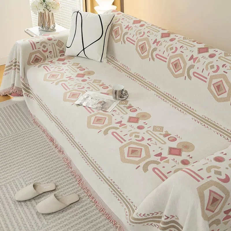 Wren Boho Chenille Couch Sofa Cover Blanket