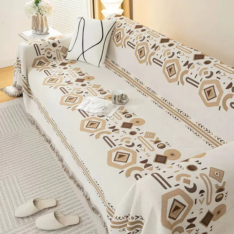 Wren Boho Chenille Couch Sofa Cover Blanket