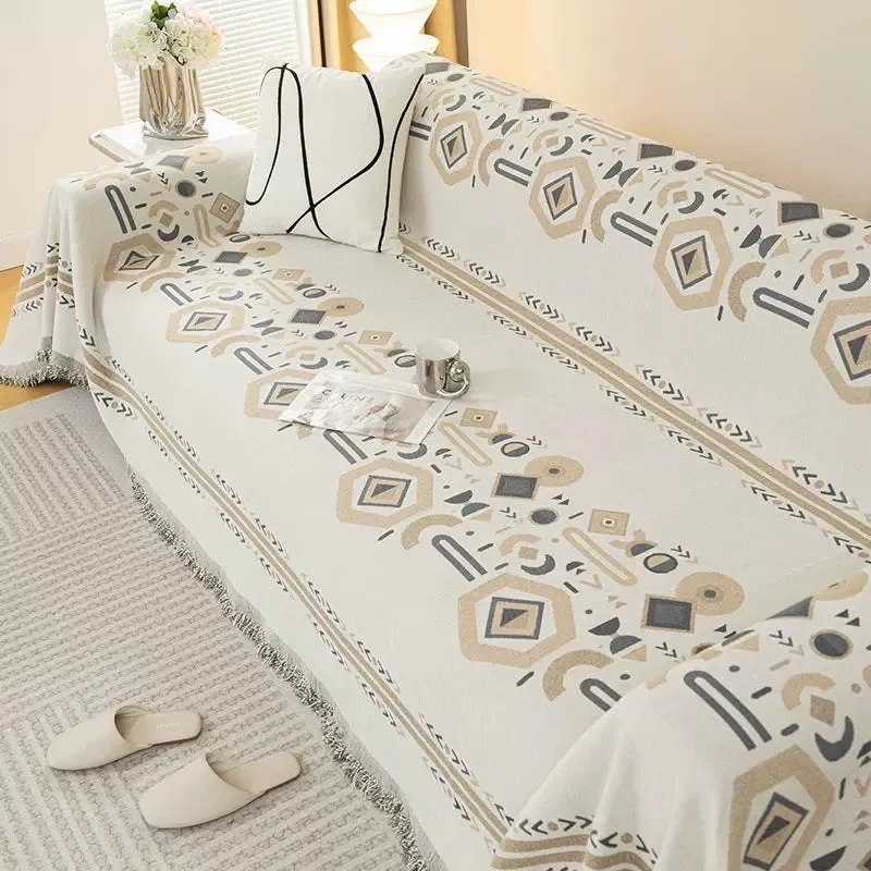 Wren Boho Chenille Couch Sofa Cover Blanket