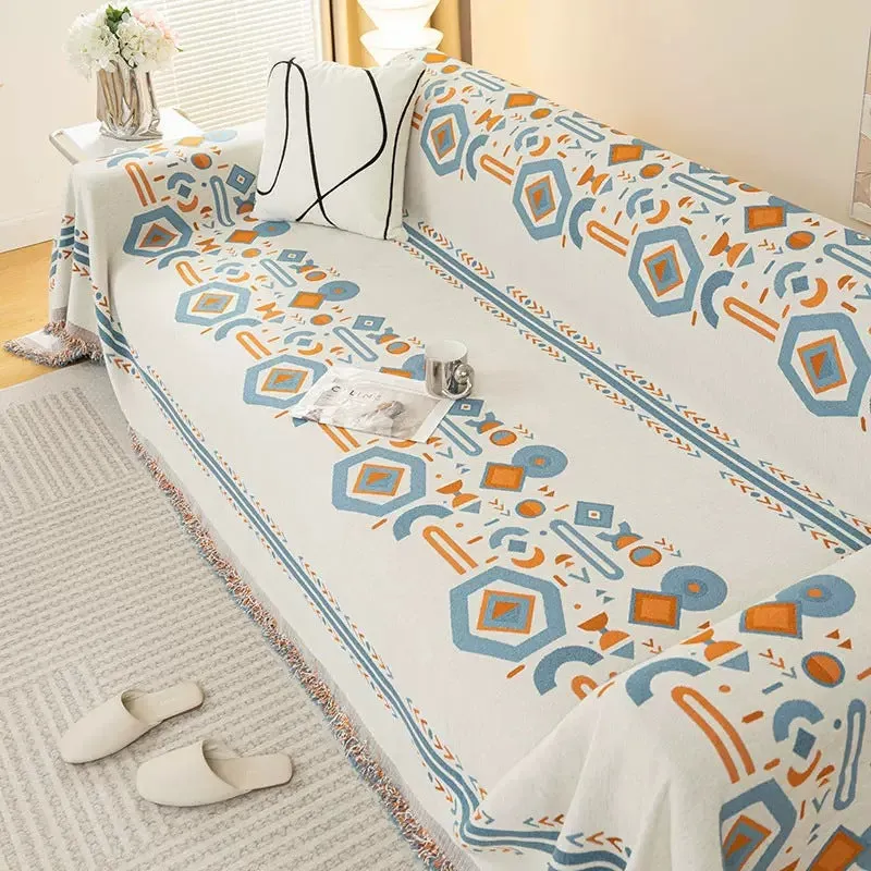 Wren Boho Chenille Couch Sofa Cover Blanket